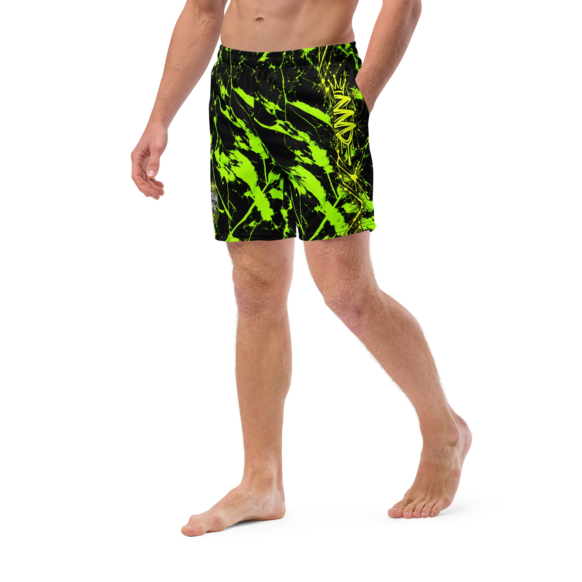 Neon Green Splatter Swim Trunks product image (5)