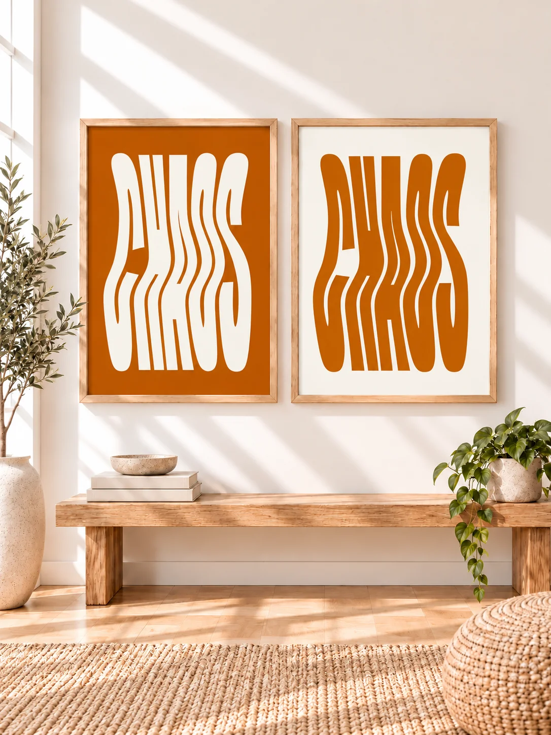Chaos Wavy Typography Poster Orange Cream Retro Groovy Printable Wall Art Psychedelic Mid Century Dopamine Decor Digital Download product image (1)