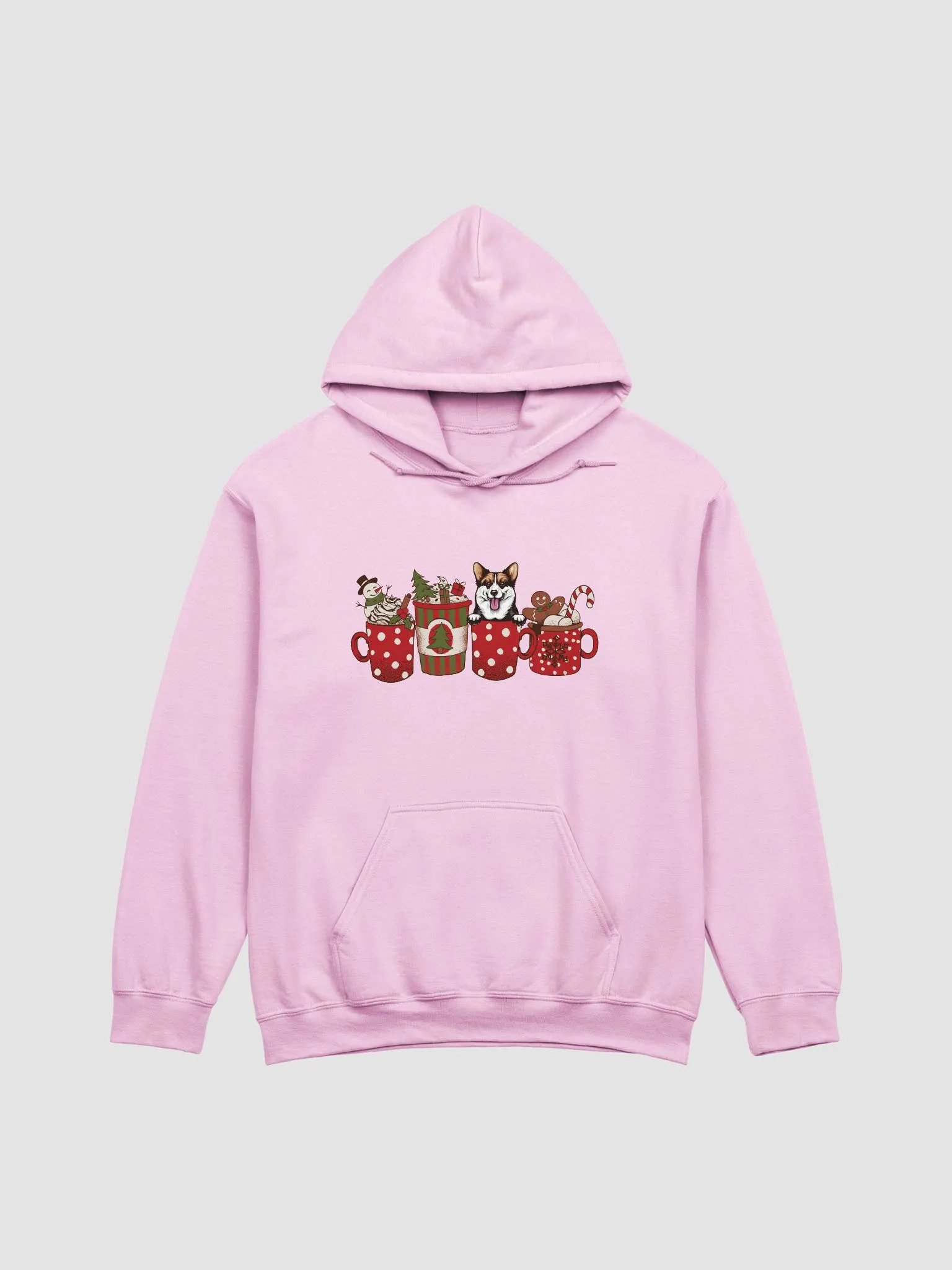 Cute Welsh Corgi(Sable) in a Christmas Cup Hooded Sweatshirt | Funny Christmas Pup in a Cup product image (9)