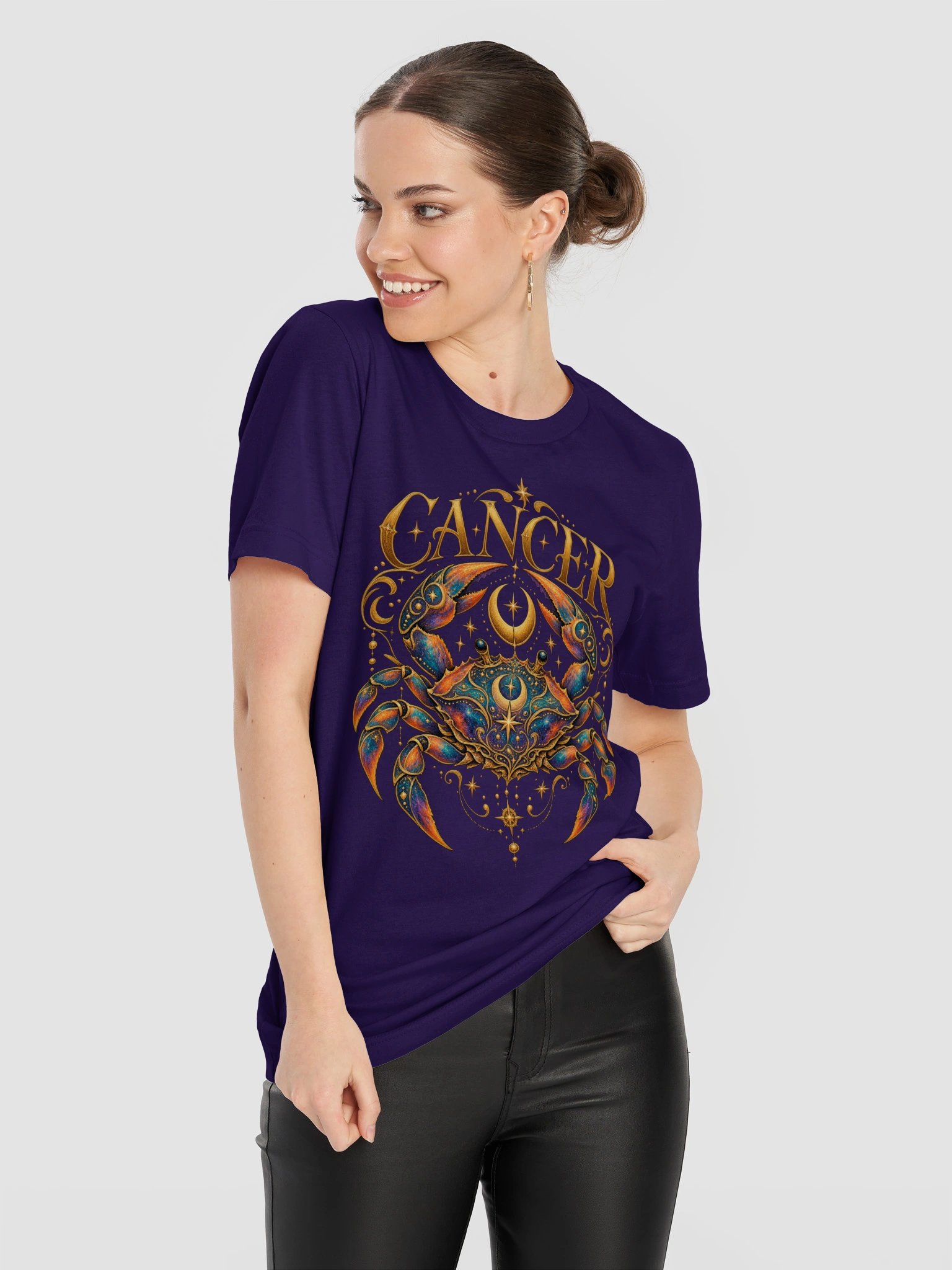 Cancer Zodiac T-Shirt With Celestial Crab and Moons product image (10)