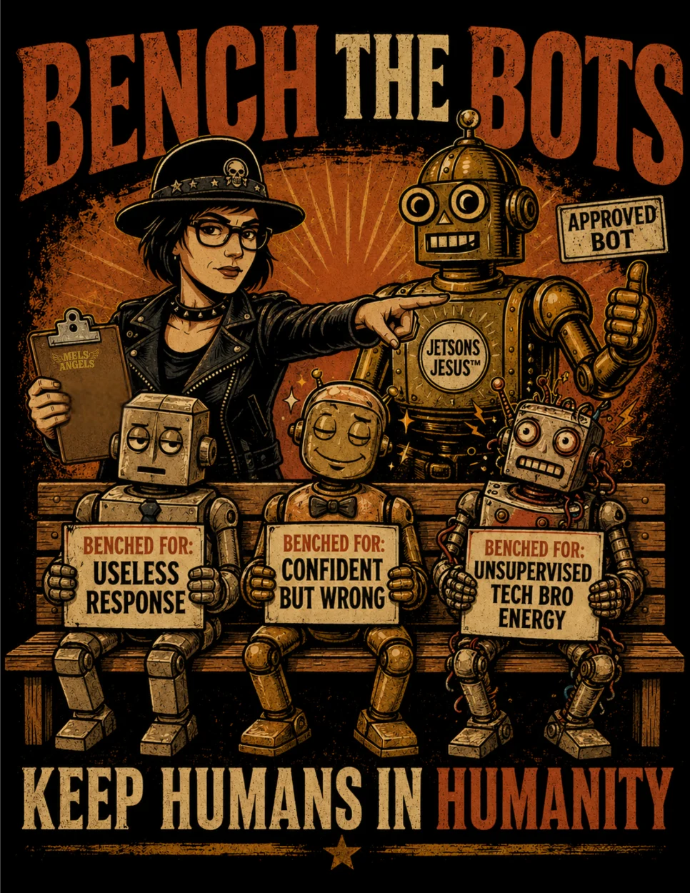 Bench the Bots Utility Crossbody Bag | Retro AI Protest Bag product image (9)