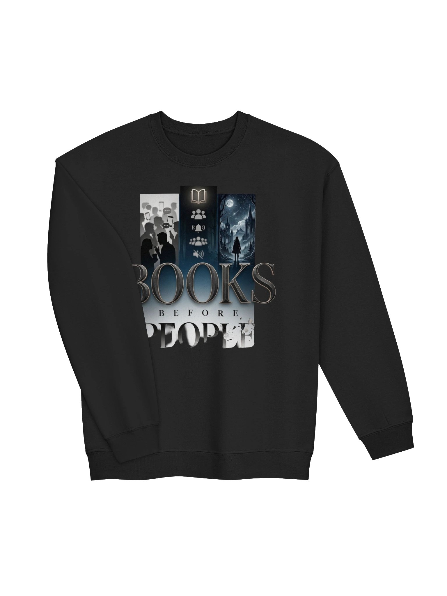 "Books Before People" Introvert Graphic Crewneck Sweatshirt product image (4)