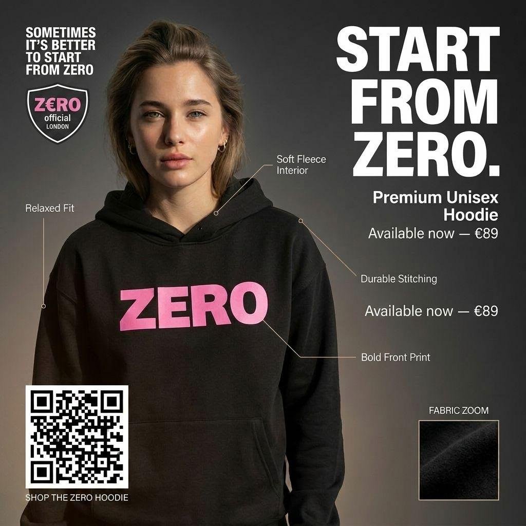 Bold Pink 'ZERO' Unisex Hoodie product image (30)