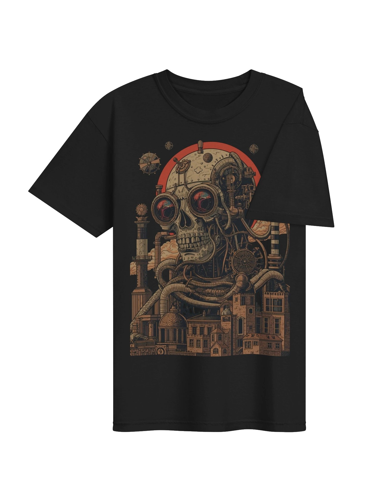 Mechanical Skull Future City Heavyweight T-Shirt product image (7)