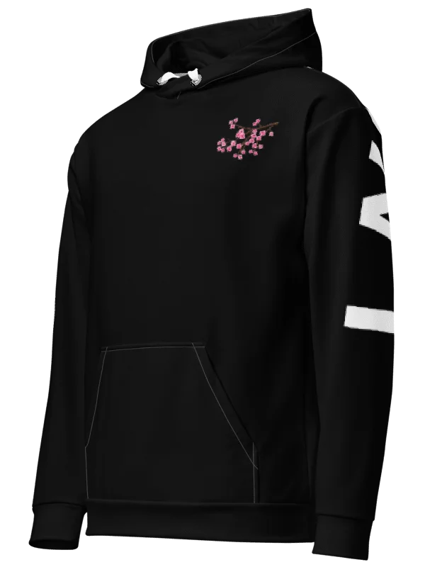 Black Inverted Ink Sleeve Sweat Shirt With Cherry Blossom product image (8)