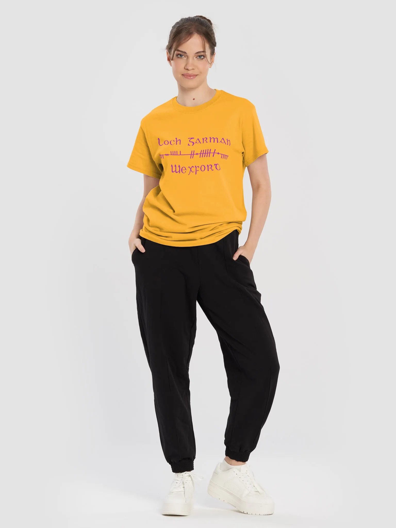 Wexford/Loch Garman Scholastic style Ogham yellow printed T-shirt product image (4)