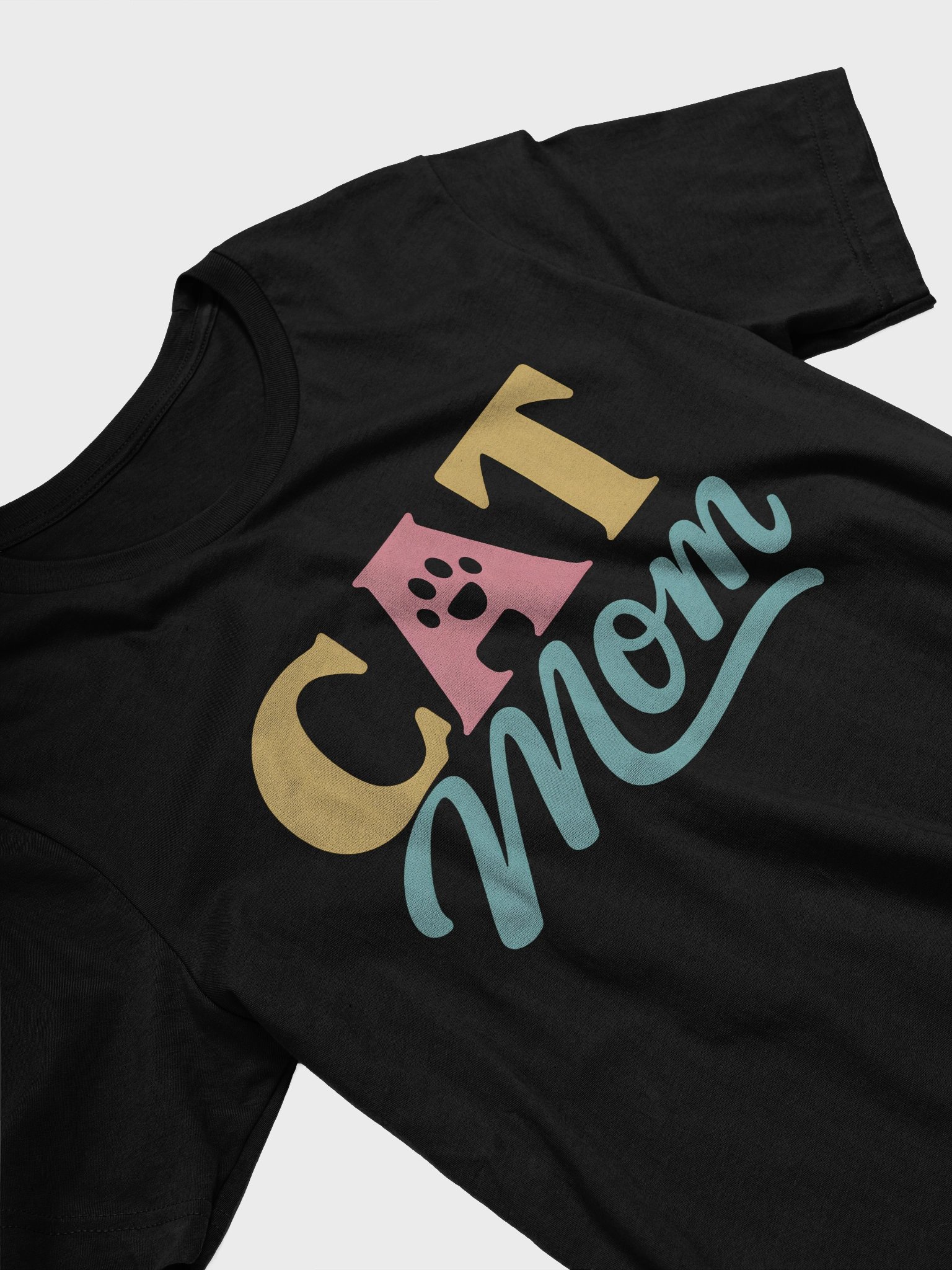 Cat Mom T-Shirt | Cute Pet Lover Tee with Paw Print | Gift for Cat Owners product image (2)