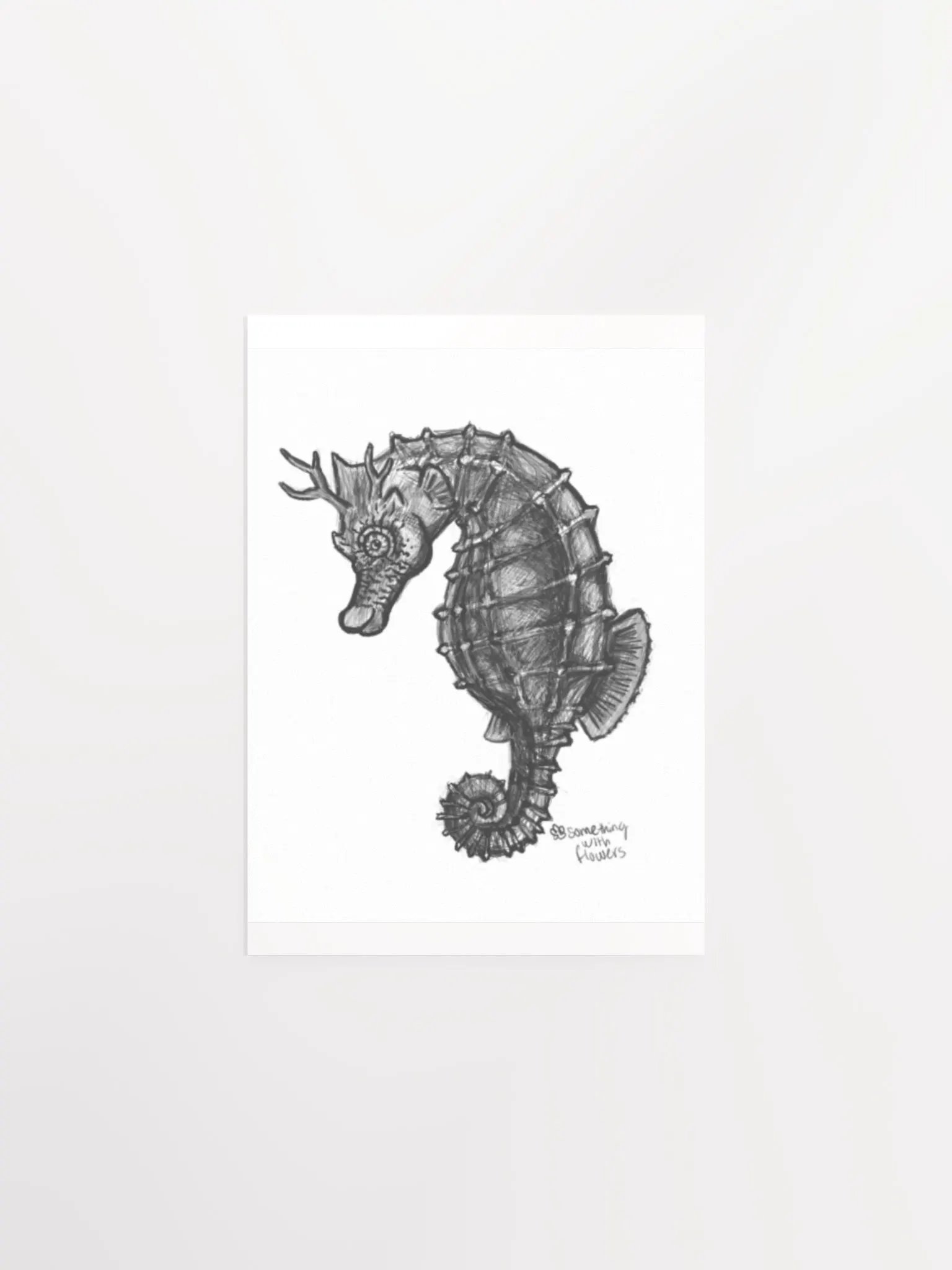 Pencil Sketch Branchy Seahorse - digital art Print (PRINT ONLY) product image (2)