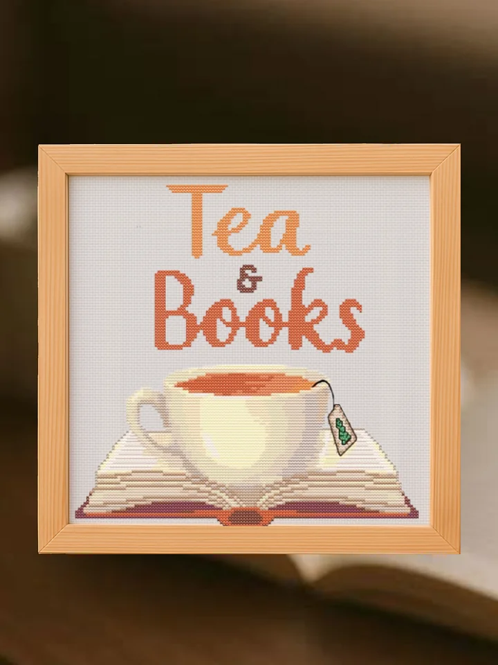 Tea and Books Cross Stitch Pattern product image (1)