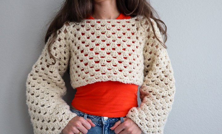 Granny Stitch Cropped Sweater product image (1)