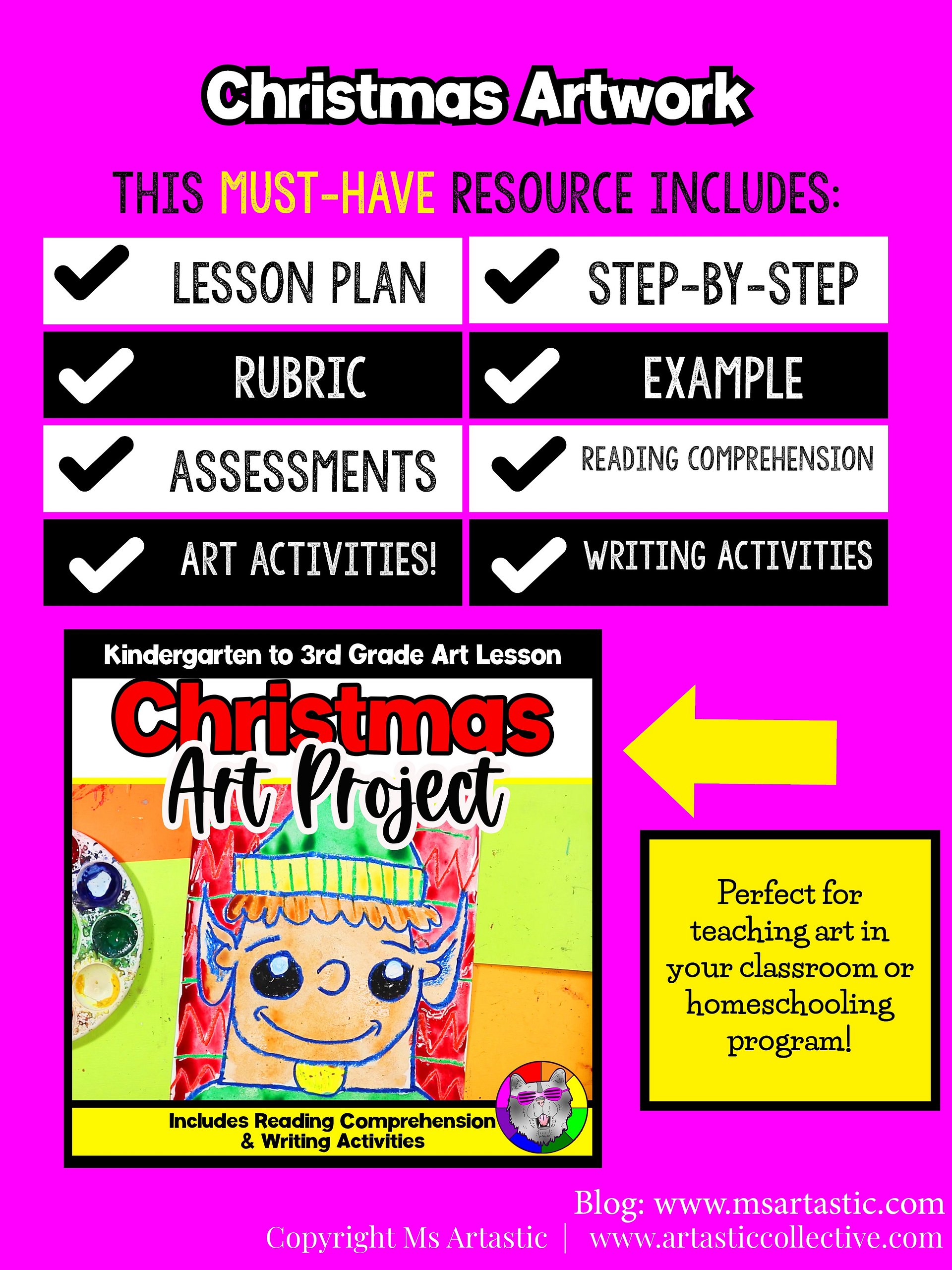 Christmas Art Project Santas Elf Art Lesson Christmas Art Activity December Art product image (5)