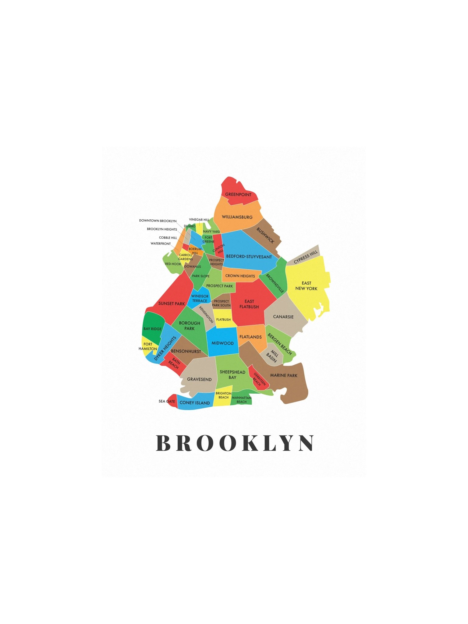 Brooklyn Neighborhood Map (Bright) [all] product image (1)