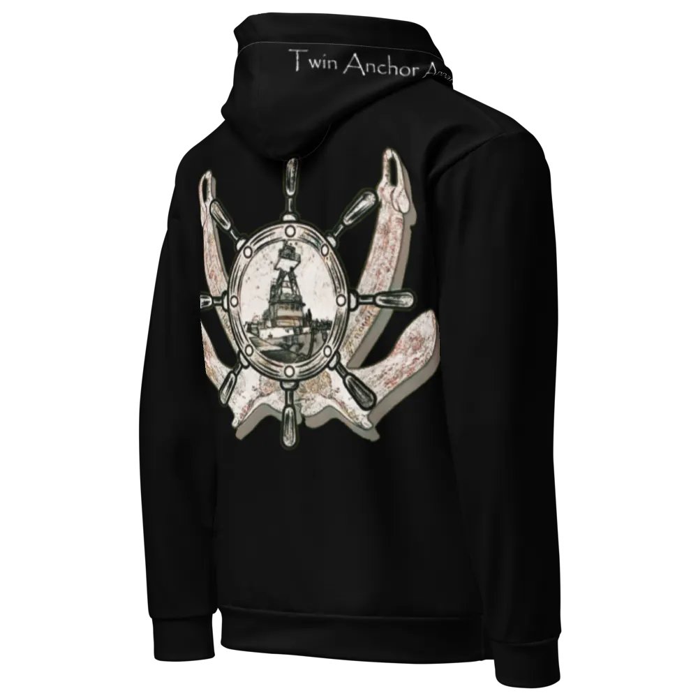 2 Anchor - Ship wheel & Tug CE (Black) – Performance Marine Wear | Twin Anchor Apparel North Current Line product image (10)