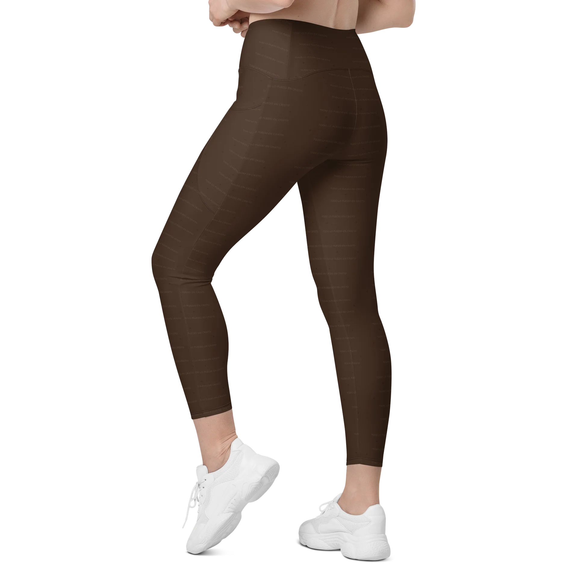 Crossover Leggings with Pockets — Women Who Lift (Chocolate) product image (11)