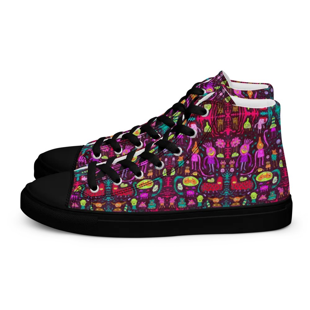 Abstract Darker Doodle Creatures Ladies High Top Canvas Shoes product image (5)