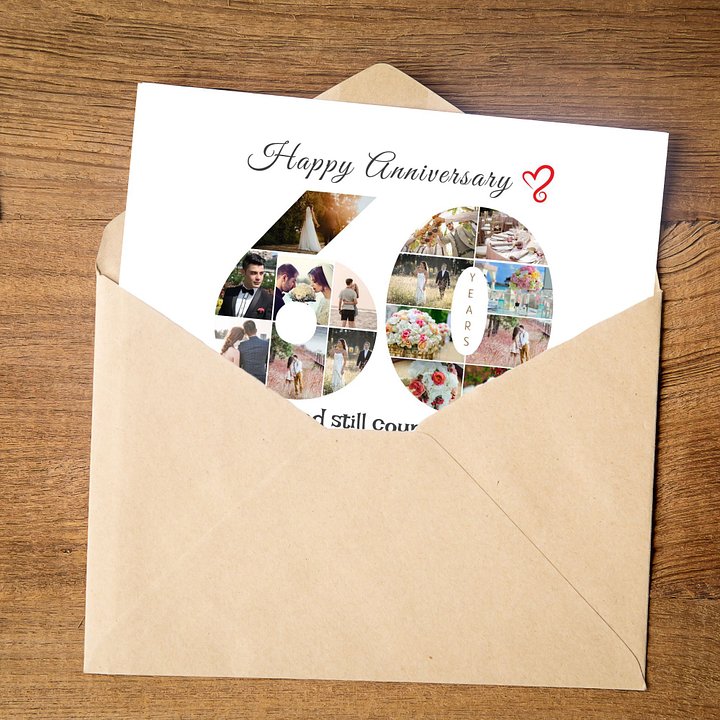 60 Year Anniversary Photo Card Editable Canva Template product image (2)