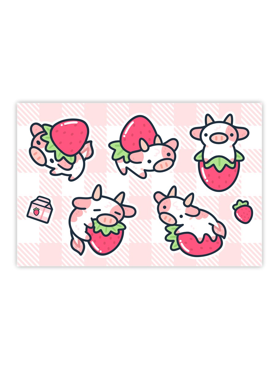 Strawberry Cow Sticker Sheet product image (1)