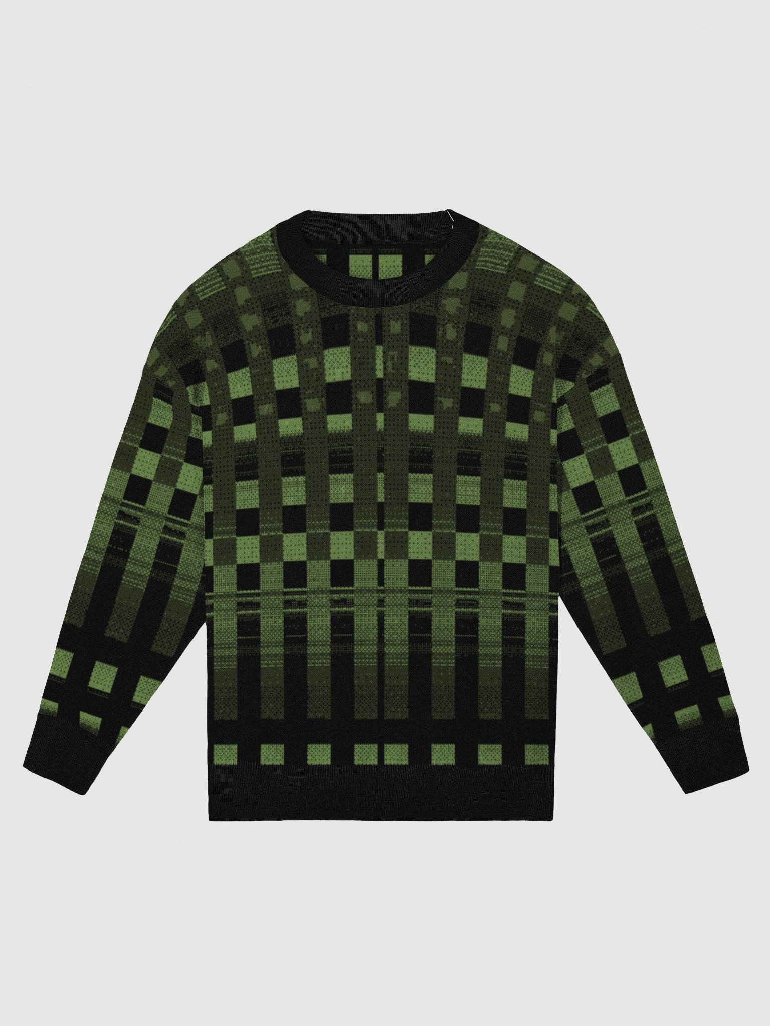 PIXEL GRID | KNITTED CREWNECK SWEATER – FOREST & MOSS GREEN product image (1)