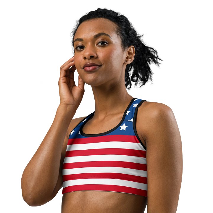 Patriotic Stars & Stripes Sports Bra product image (3)