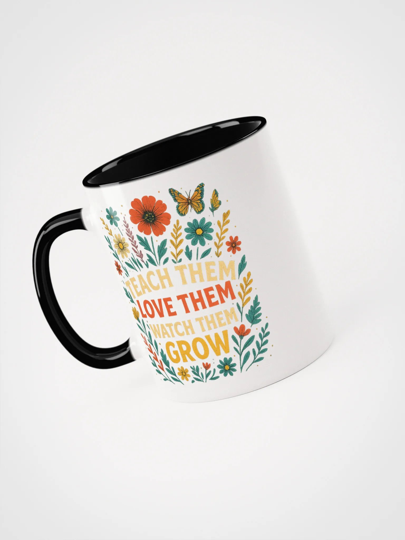 Teach Them Love Them Grow Mug – Floral Teacher Mug with Positive Message product image (3)