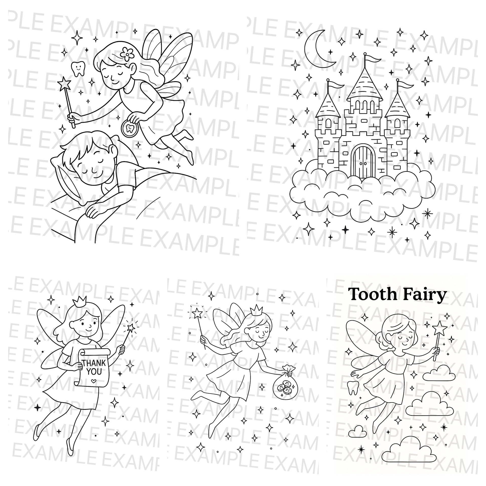 Tooth Fairy Night Visiting Coloring Pages product image (1)