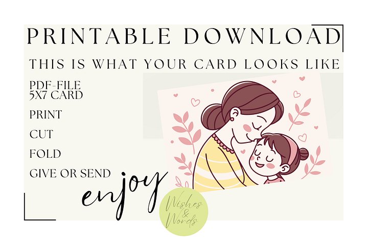 Printable Heartfelt Mothersday Greeting Card - Digital Download product image (2)