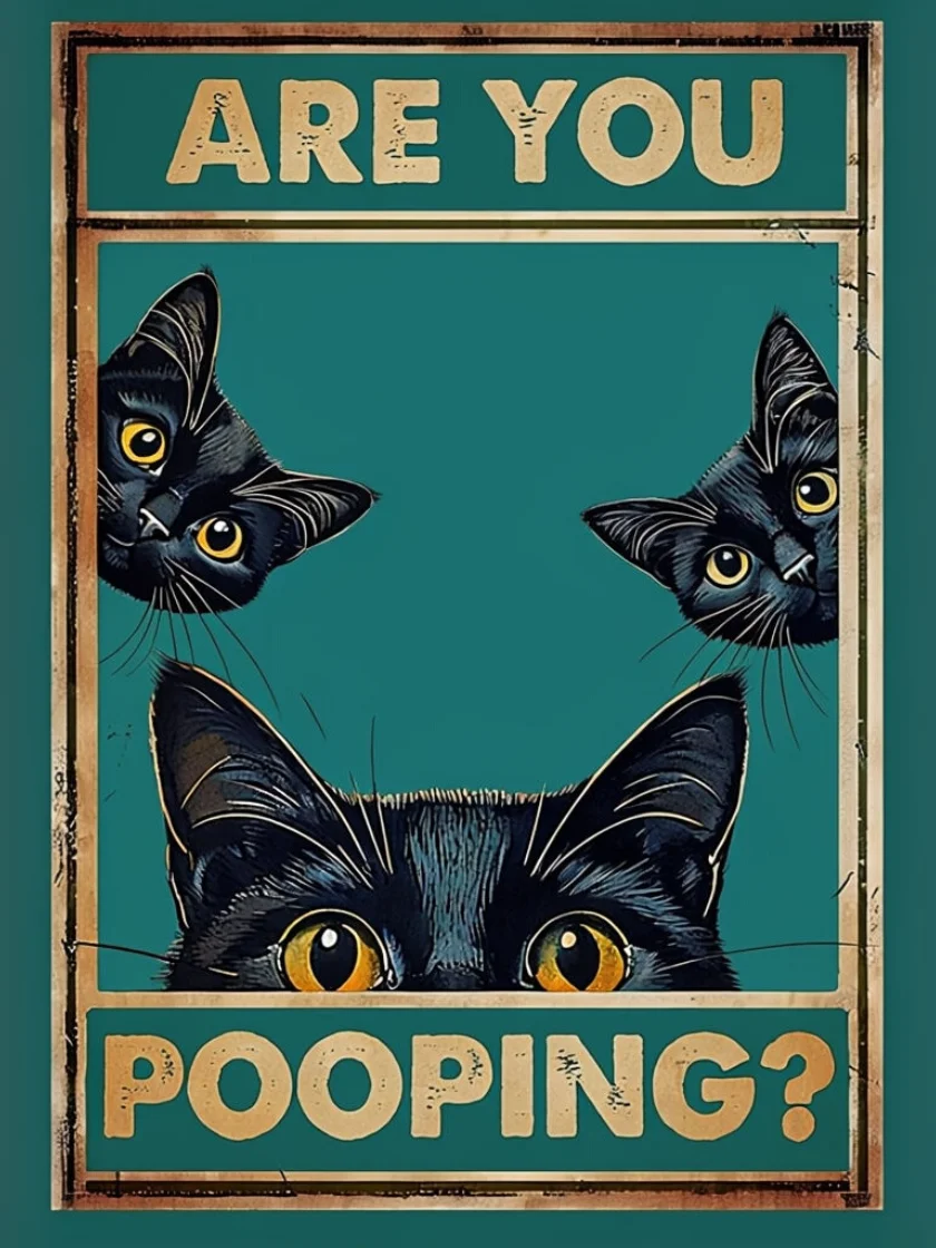 Peeking Cats Bathroom Art Print product image (1)