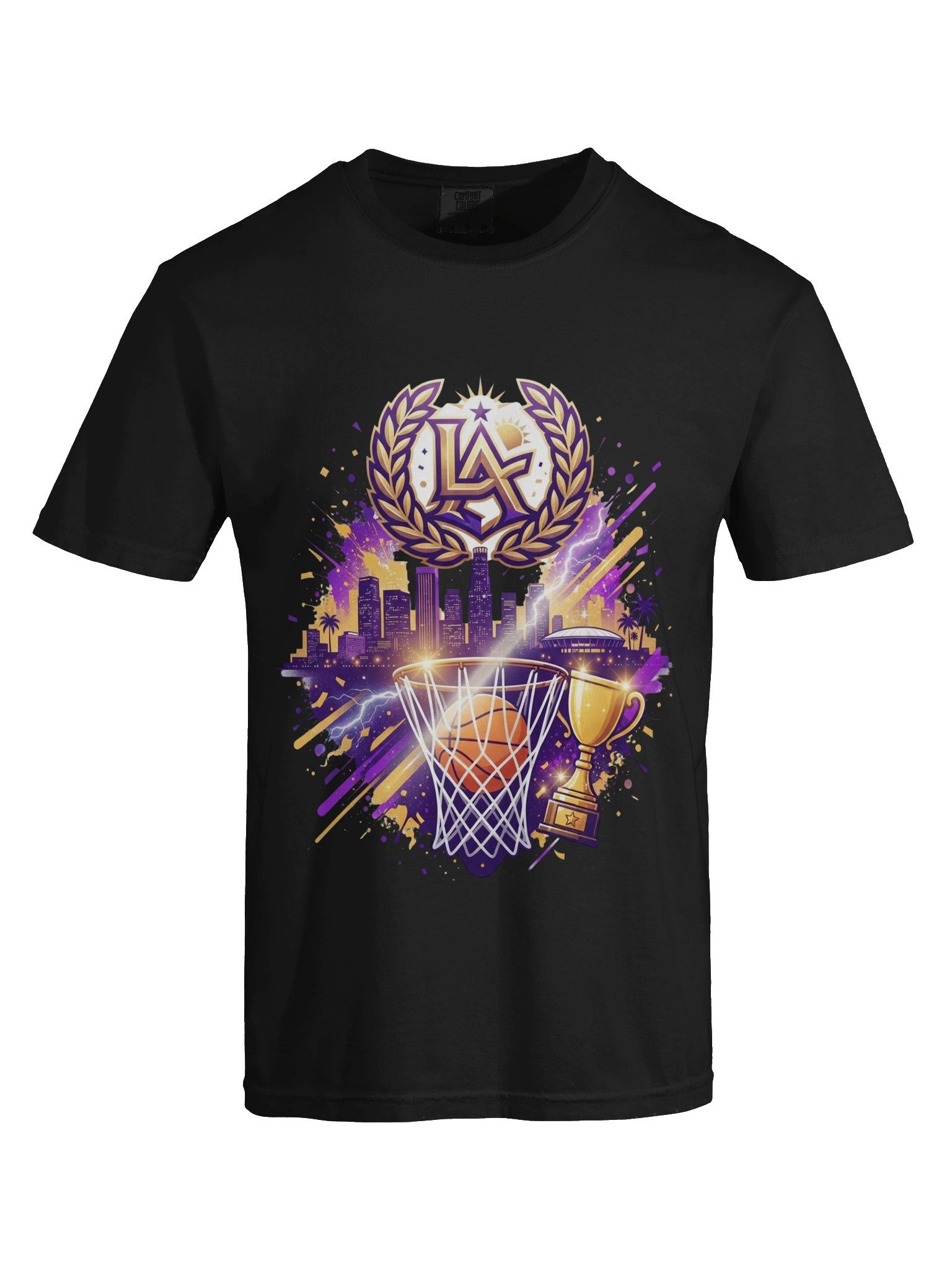 Purple and Gold Championship Basketball Retro City Art product image (5)