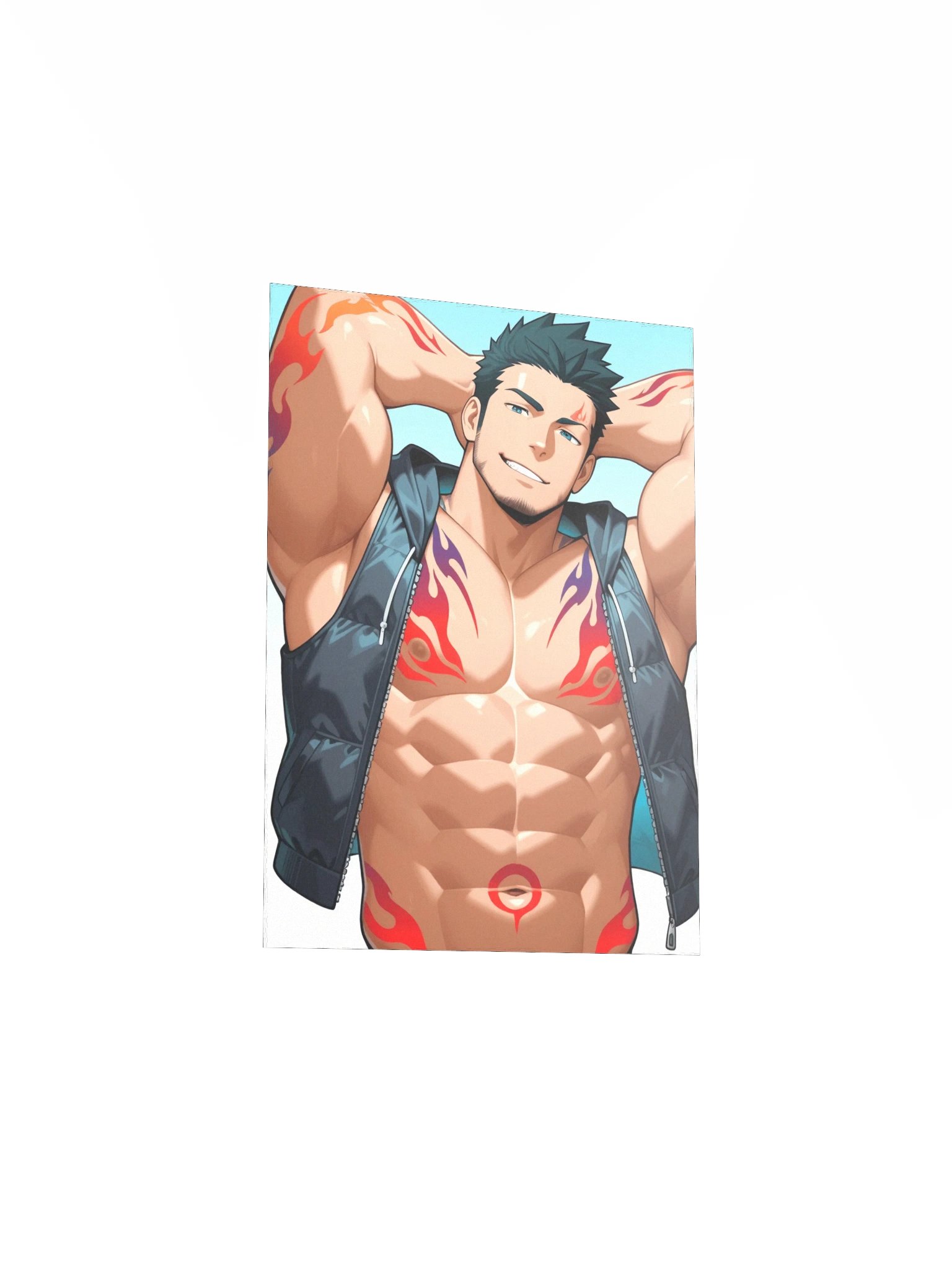 Kael – Flame-Tattooed Beach Alpha Poster product image (13)