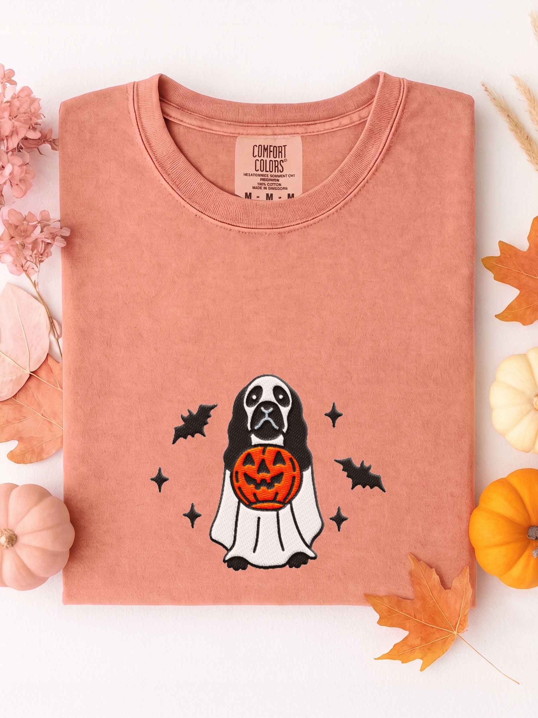 Halloween American Cocker Spaniel(Black) Embroidered T-Shirt product image (1)