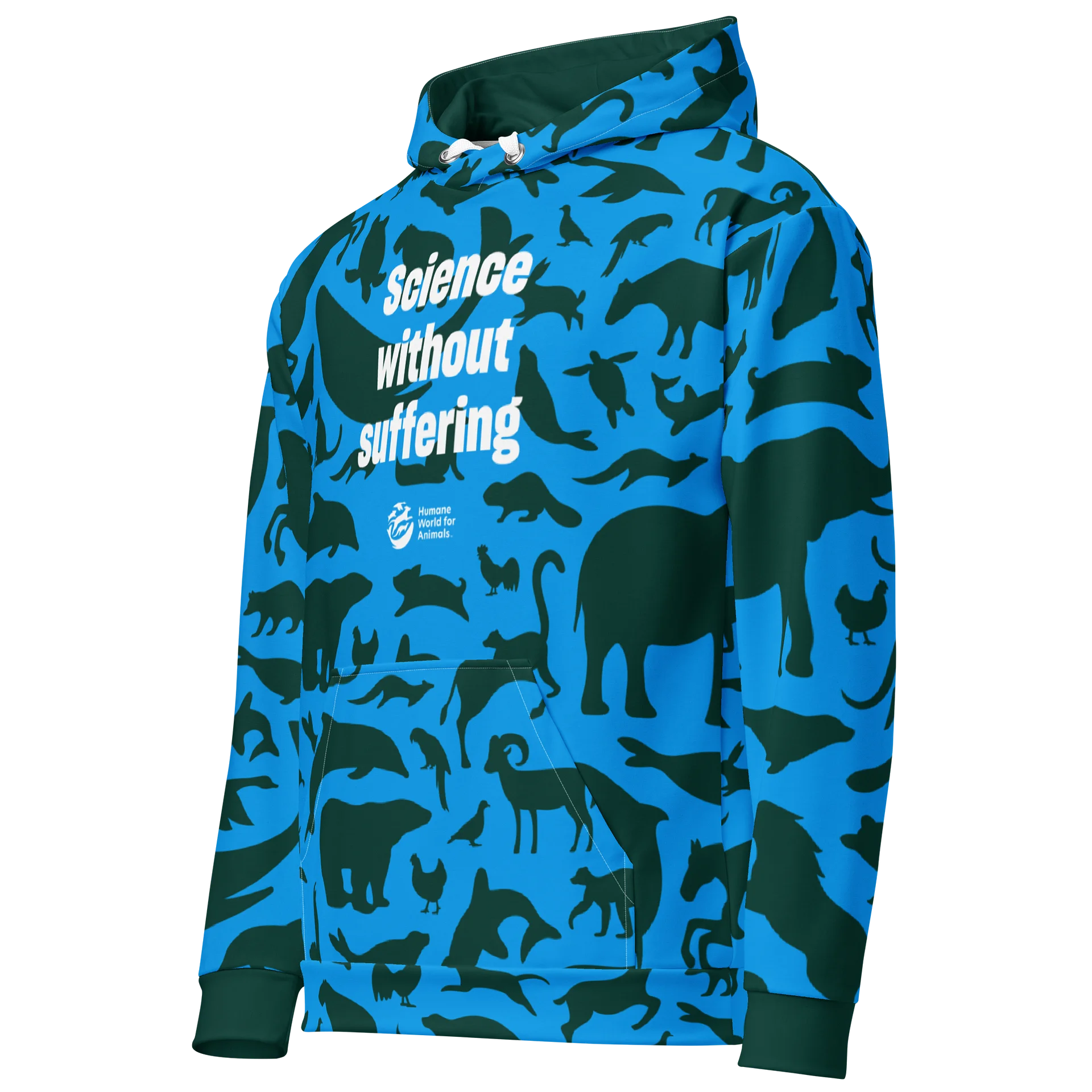 Science without suffering Hoodie - Green on blue product image (2)
