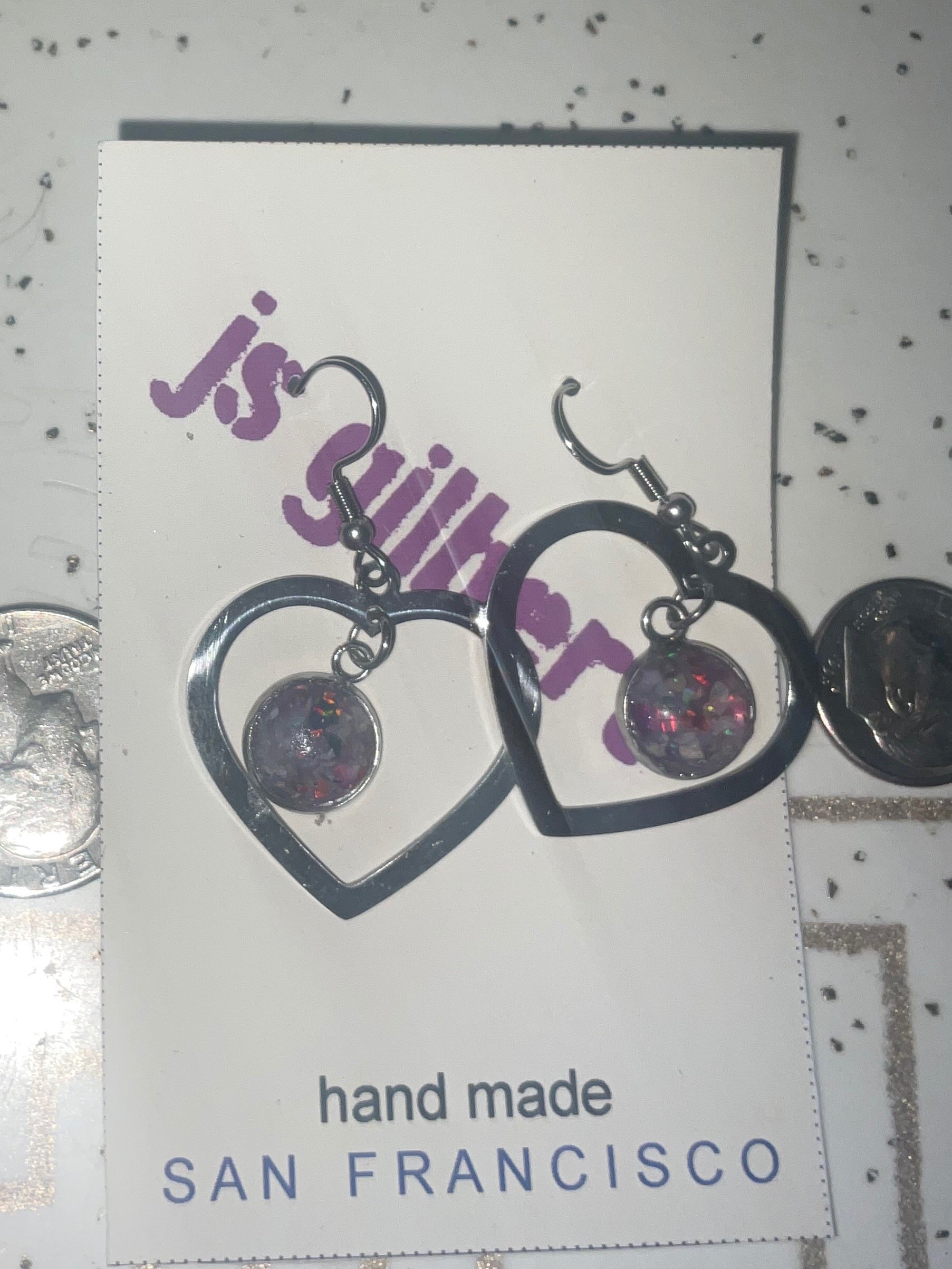 Opals inside Hearts dangle earrings product image (2)