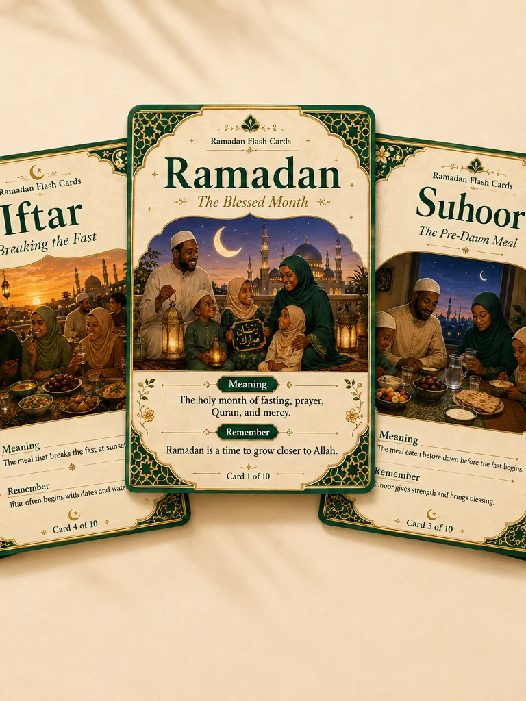 Ramadan Digital Flash Cards for Kids | 40 Printable Cards product image (1)