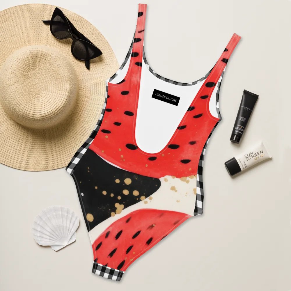 B/W Check Watermelon Splash All-Over Swimsuit product image (9)