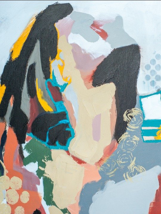 Pnuema – Original Abstract Mixed Media Painting | Contemporary Figurative Art in Acrylic, Oil & Oil Pastel on Wood Panel by Lance W. product image (2)