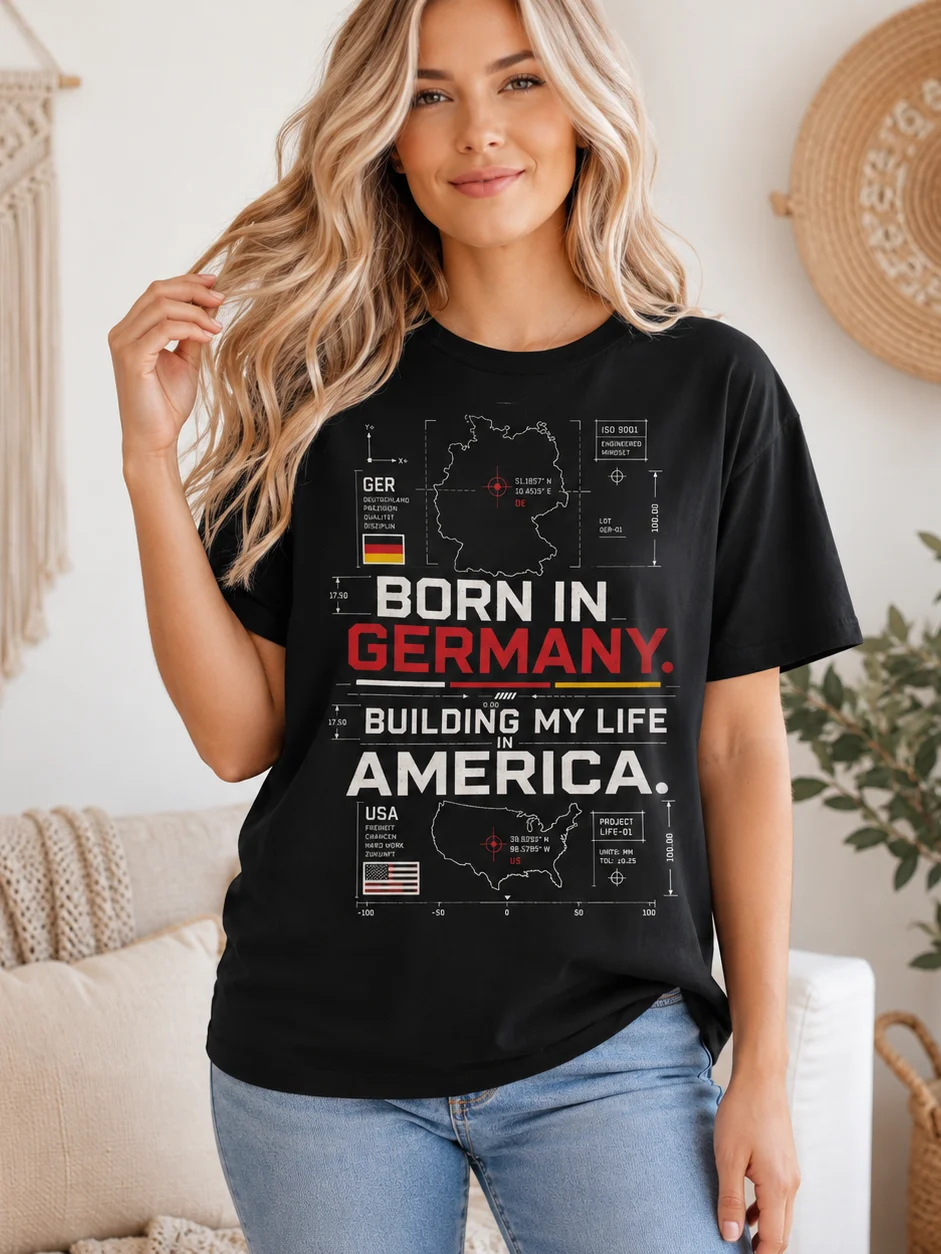 Born in Germany, Building My Life in America Blueprint T-Shirt product image (1)
