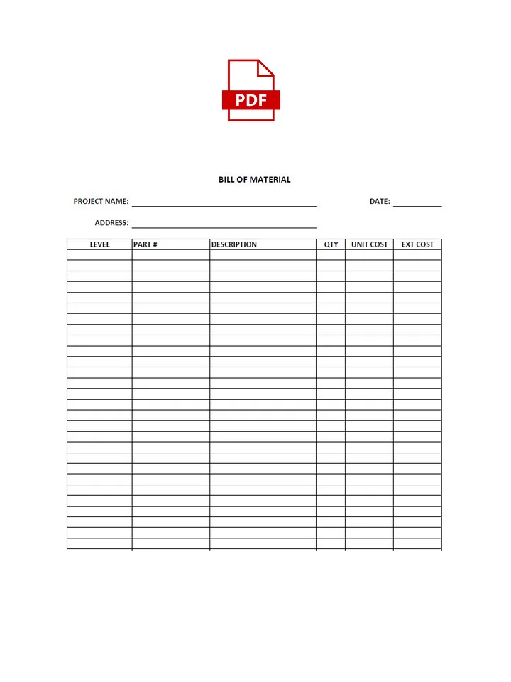 Bill of Material Style 01 – PDF Print product image (1)