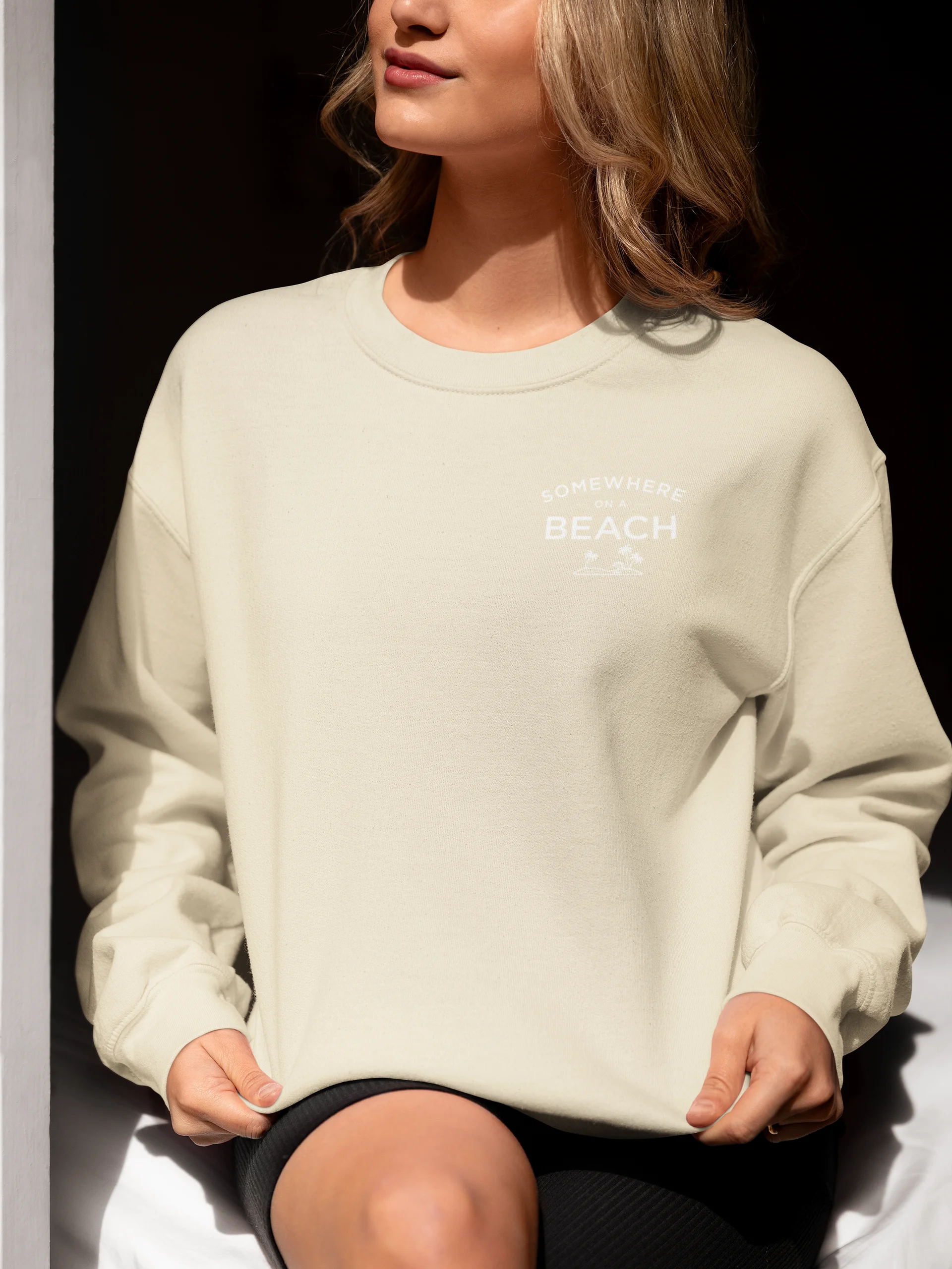 Somewhere on a Beach Embroidered Unisex Crew Neck Sweatshirt product image (5)