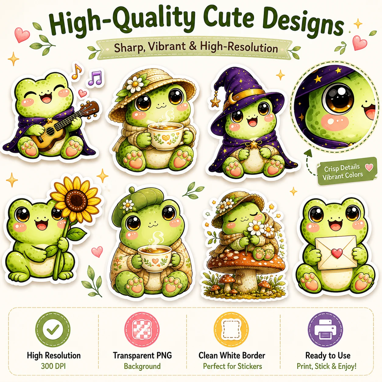 30 Kawaii Frog Stickers – Digital Bundle product image (3)