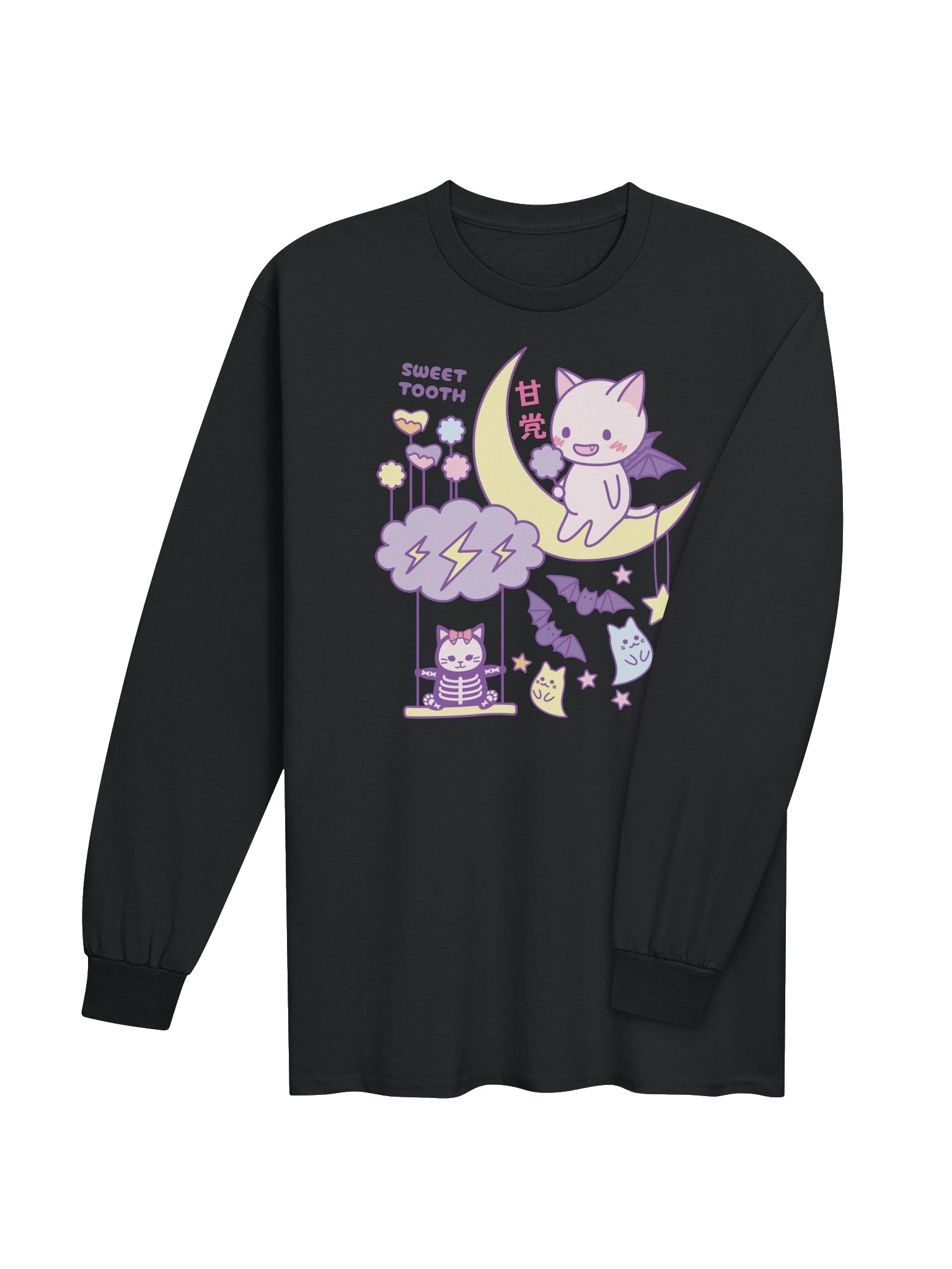 Kawaii Bat Cat - Unisex Adult Long Sleeve T-shirt product image (3)