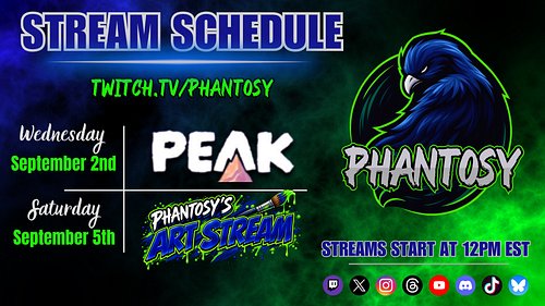 🌟 STREAM SCHEDULE 🌟
📆August 30th - September 5th
#schedule #art #painting #Canvas #artwork #PEAK