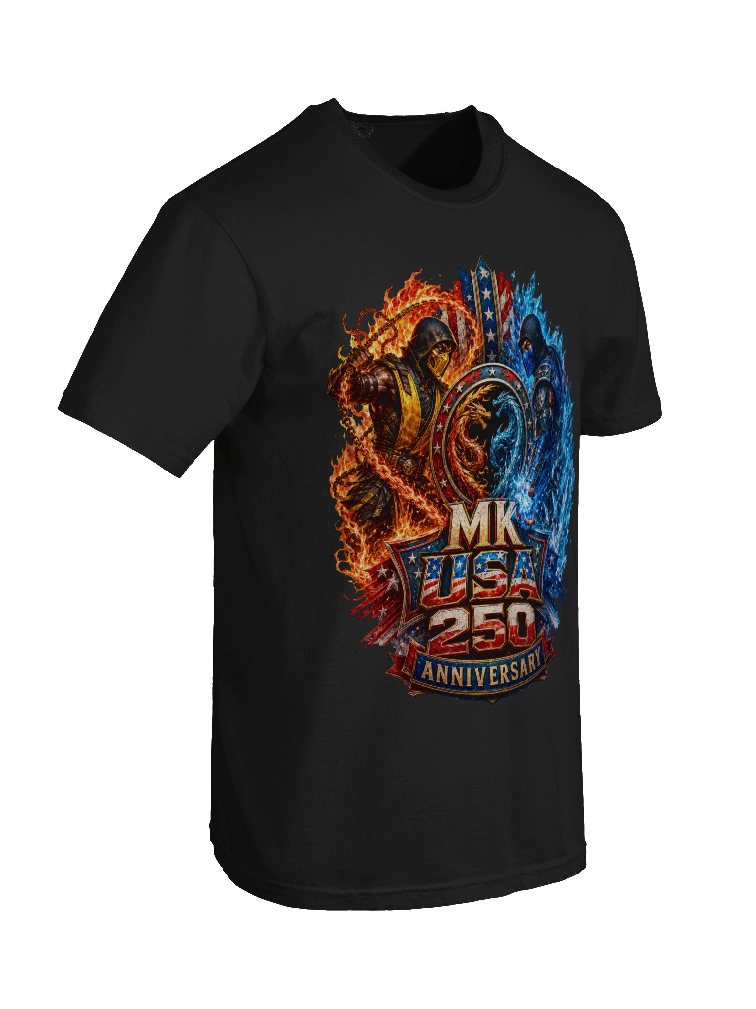 Mortal Kombat USA 250th Anniversary T-Shirt – Fire & Ice Patriotic Graphic Tee product image (7)