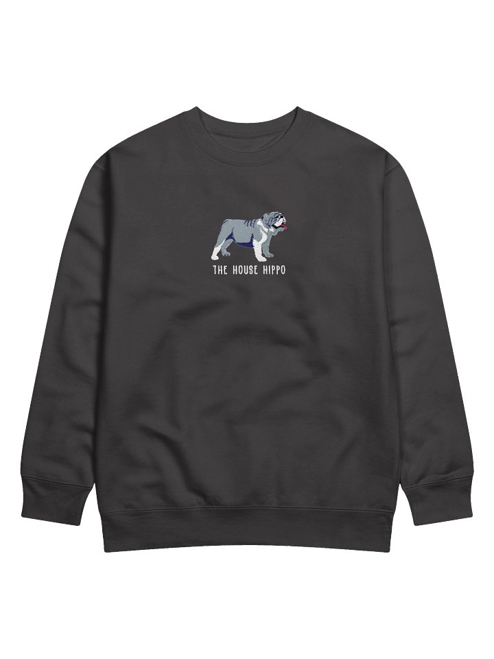 The House Hippo Sweatshirt (Embroidered) of an English Bulldog(Blue & White) product image (1)