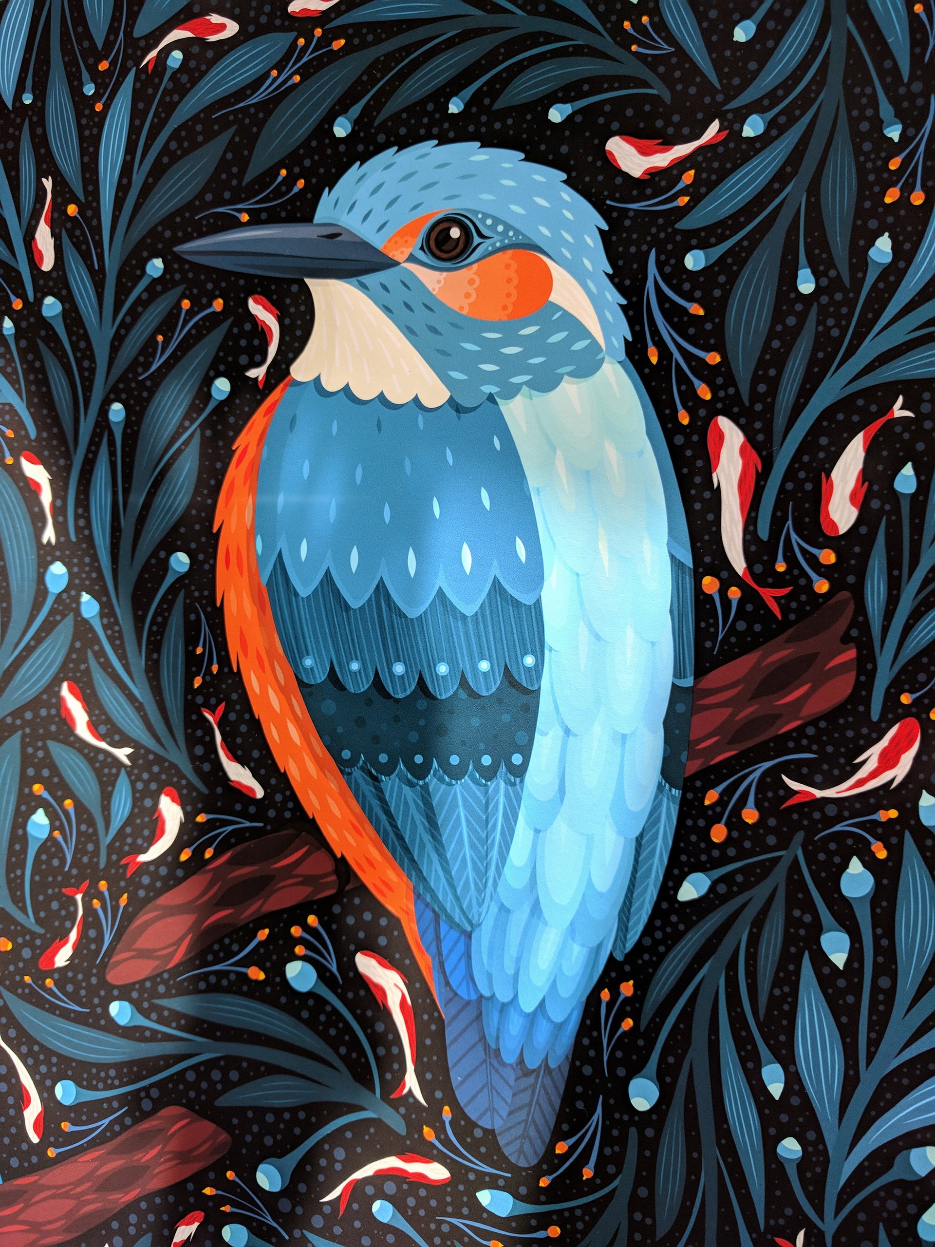 Kingfishers by a Pond - Bird Art Print product image (5)