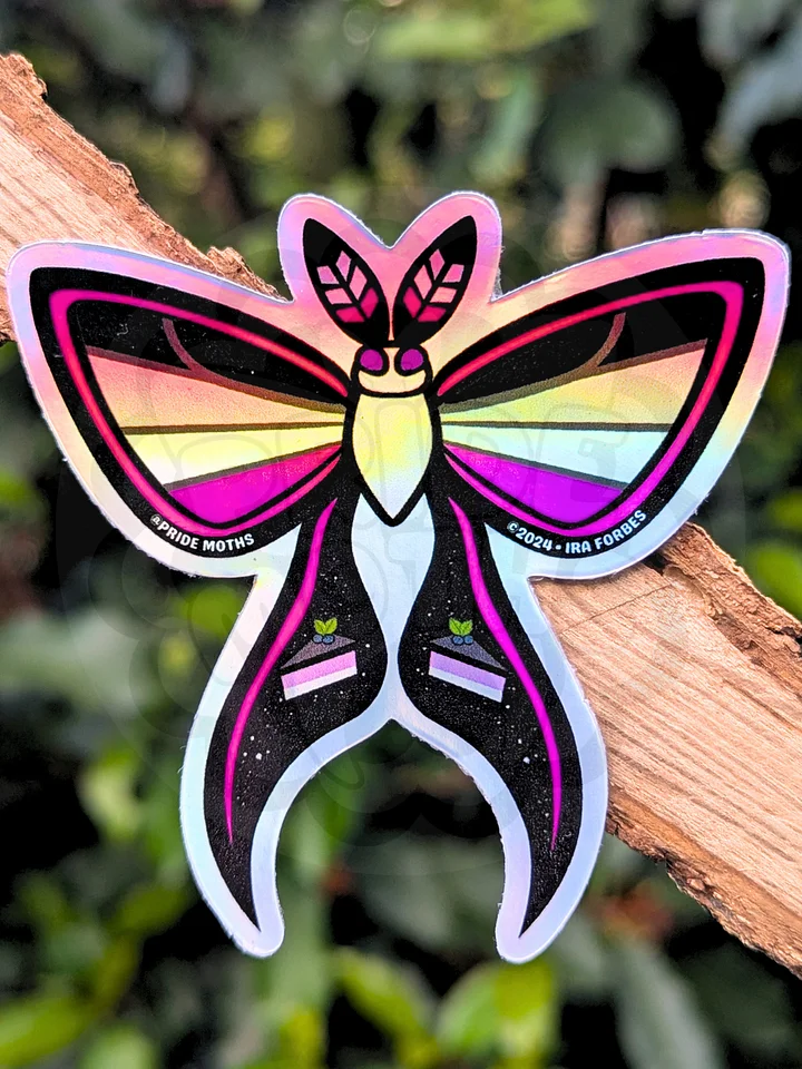 № 5 | ASEXUAL PRIDE MOTH | HOLOGRAPHIC STICKER product image (1)