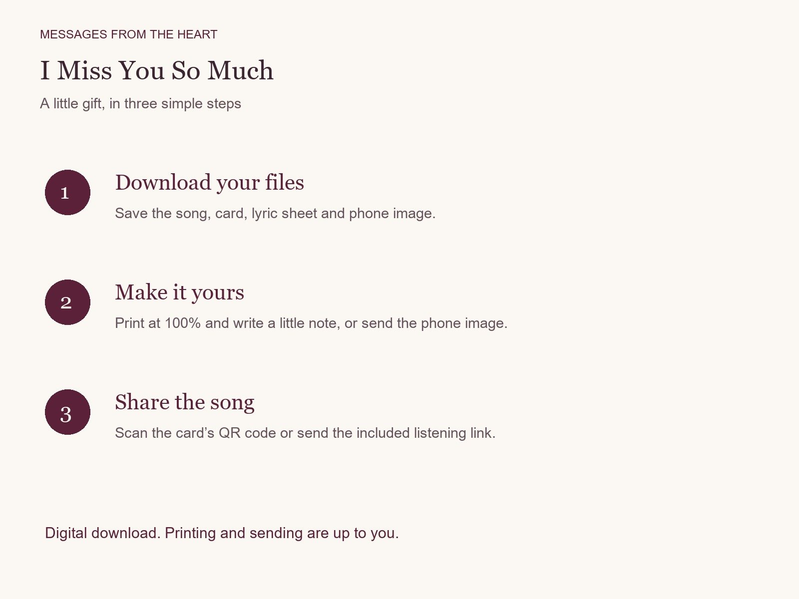 I Miss You So Much — Printable Song Gift product image (3)