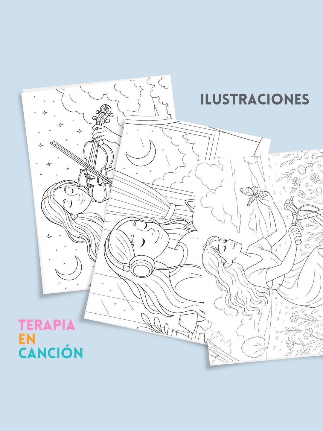 Ilustraciones para imprimir y colorear - Colección Terapia en Canción product image (1)