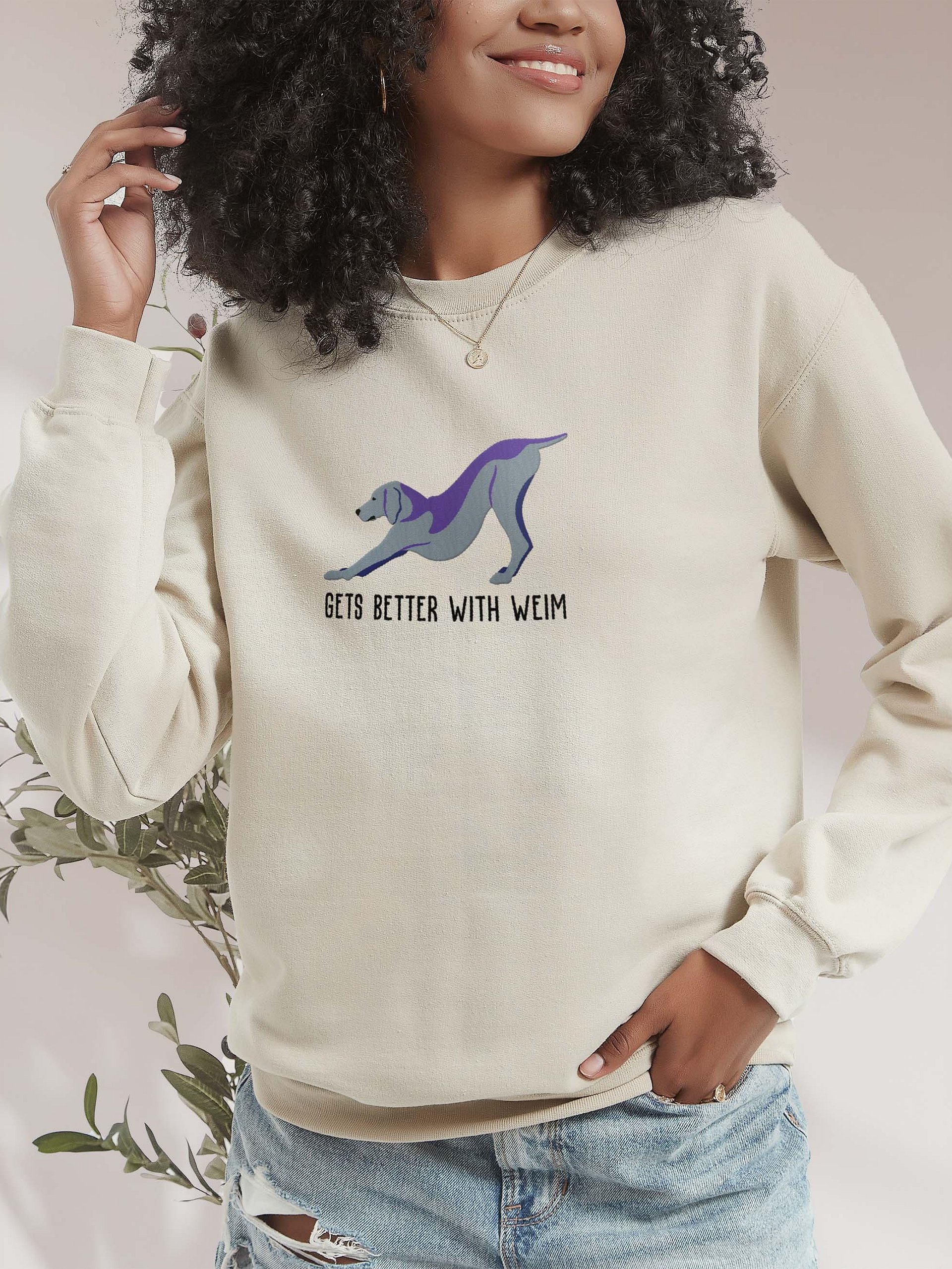 Gets Better with Weim Sweatshirt (Embroidered) of a Weimaraner(Docked Tail) product image (2)