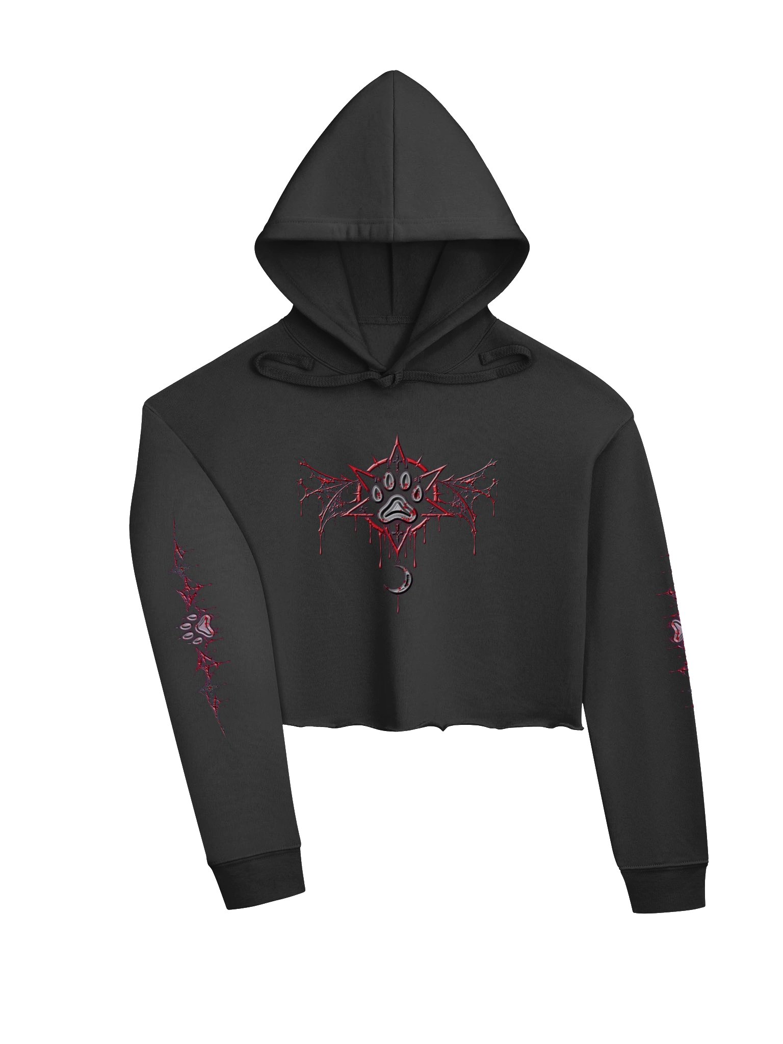 Halloween Yandere Moo Crop-Hoodie (Paw Web Design) product image (3)