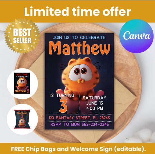 Garfield Invitation - Canva product image (1)
